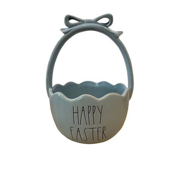Rae Dunn Happy Easter Blue Ceramic Basket Easter Spring Home Decor